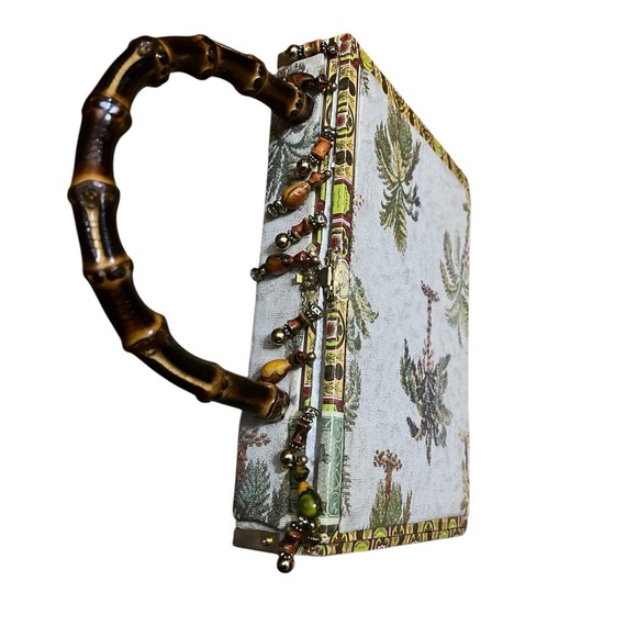 2 for $25 Cigar box white green yellow ladies purse handmade - Picture 2 of 3